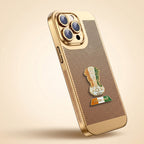 iPhone 15 Pro Max 5G Tri-Color Satyamev Jayate Mesh Electroplated Heat Dissipation Case