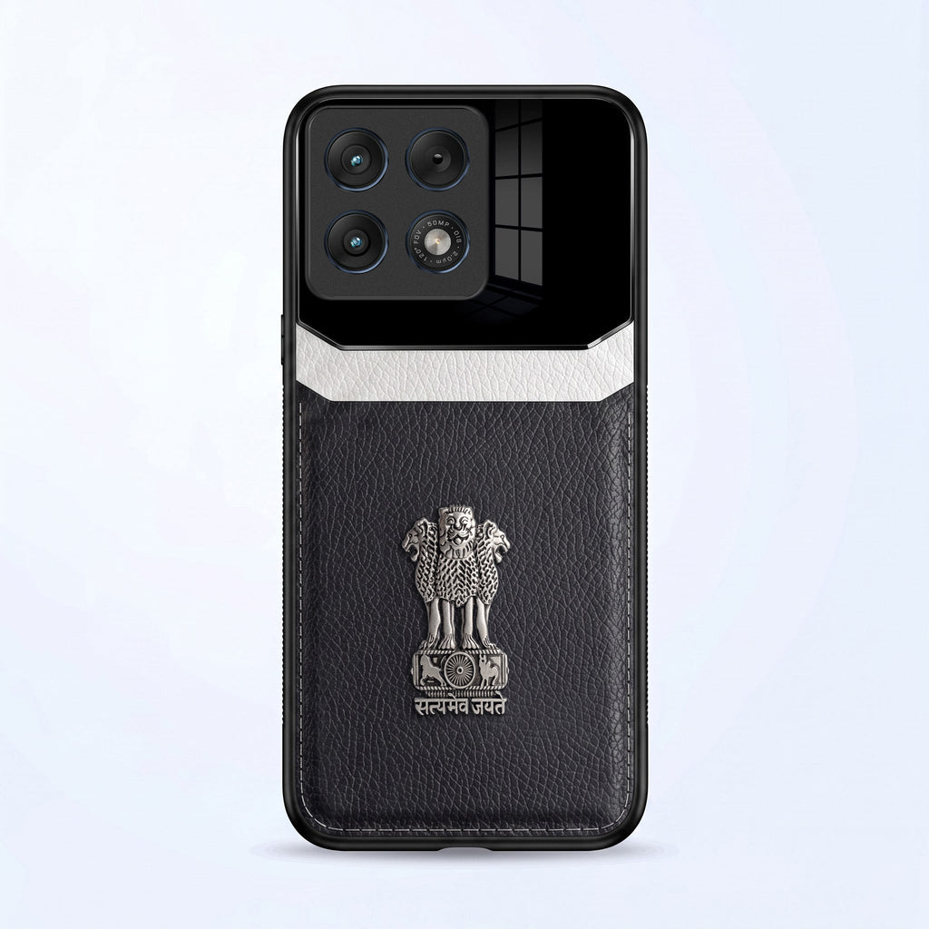 Motorola Edge 70 Pro 5G Satyamev Jayate 3D Metal Leather Back Case