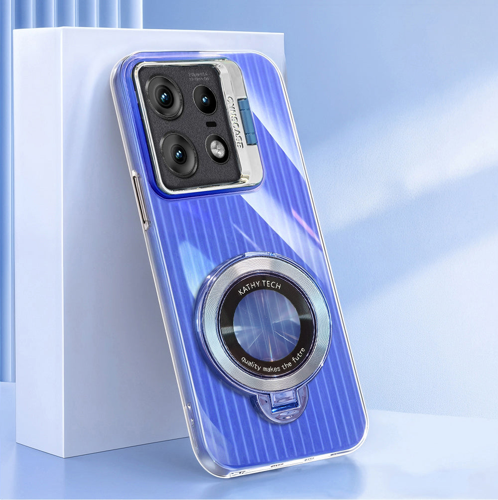 Motorola Edge 50 Pro 5G Luxury Dual Layer Hybrid Camera Magnifier Ring Stand Case