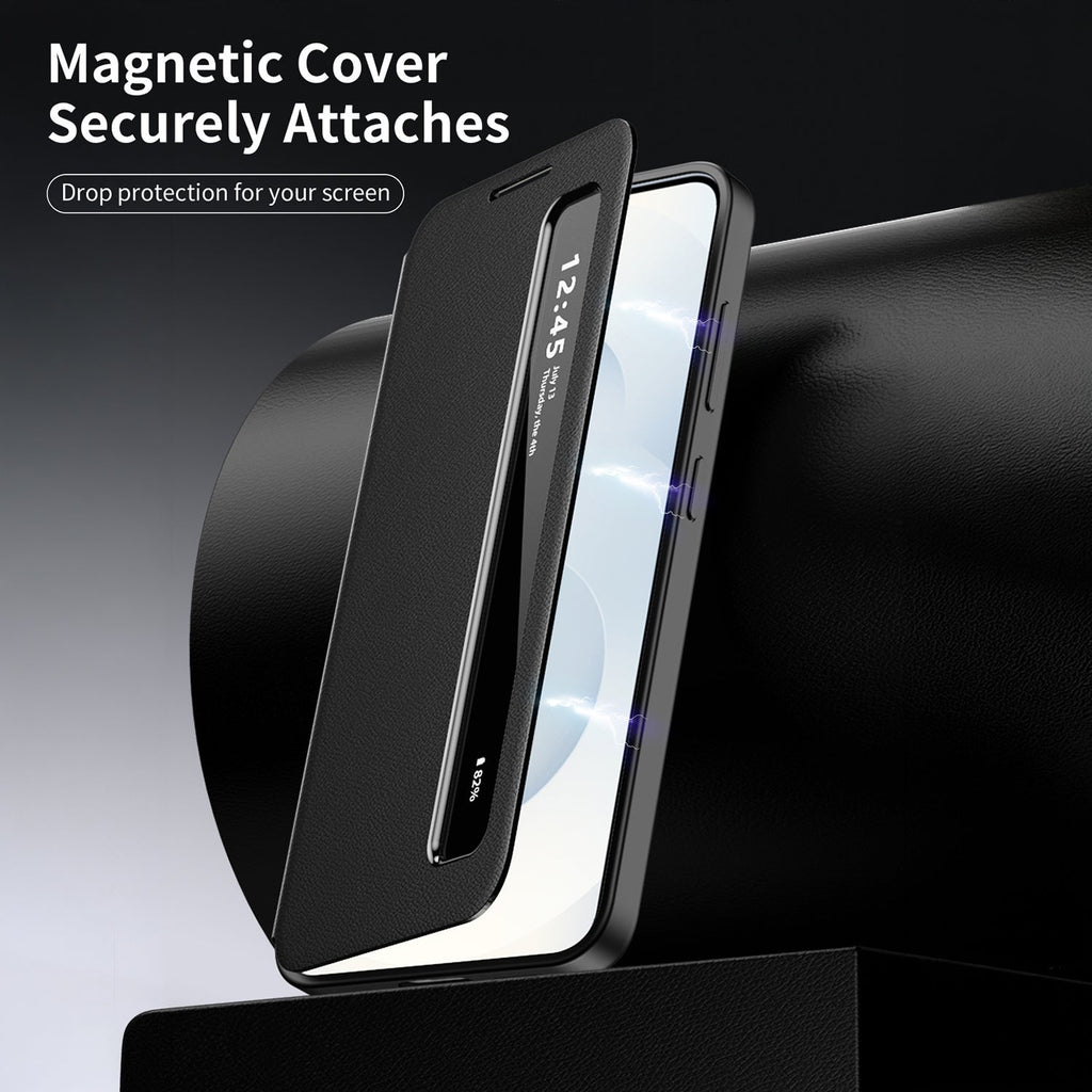 Samsung Galaxy S25 FE 5G Smart Side Window Flip Leather Case