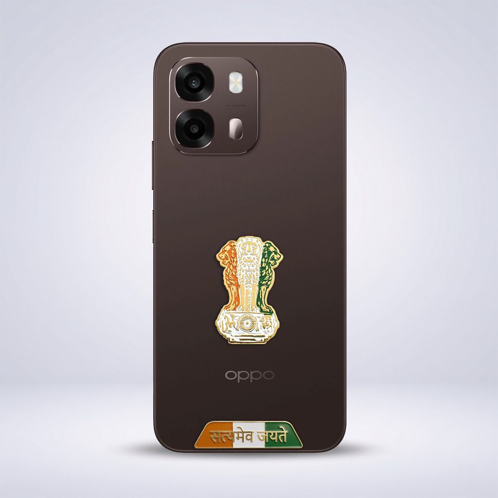 Oppo A6 Pro 5G Compatible Satyamev Jayate 3D Metal Emblem Sticker