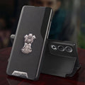 Oppo A3 Pro 5G Metal Satyamev Jayate 2-in-1 Emblem Half-Window Leather Flip Case