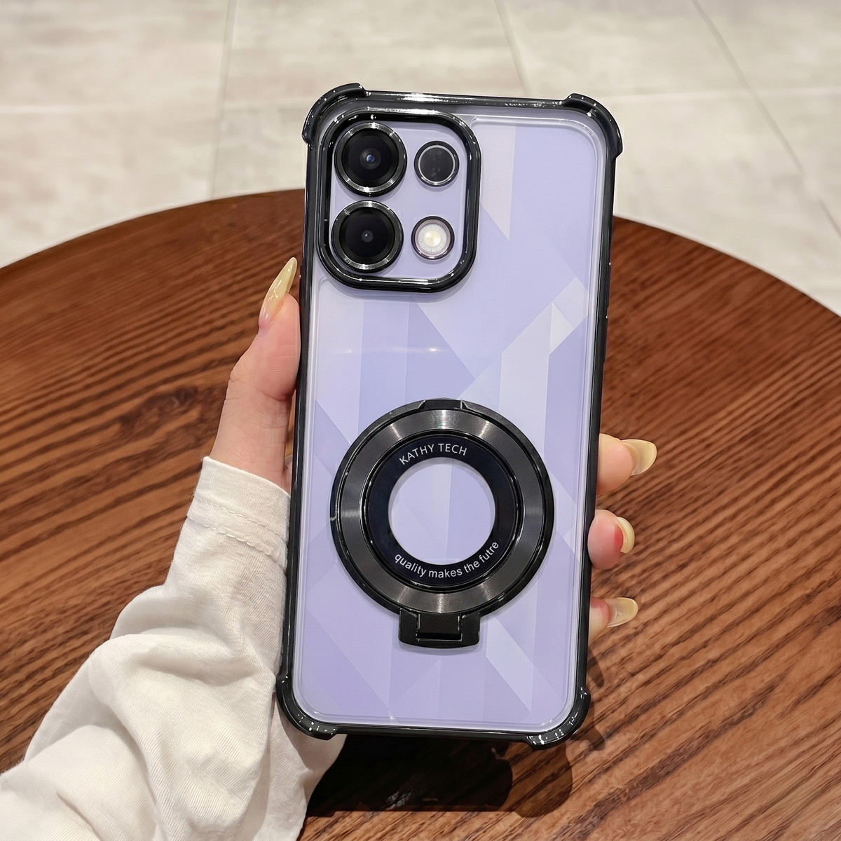 Oppo K13 5G Original Luxury Magnifier Ring Stand Shockproof Airbags Corner Case