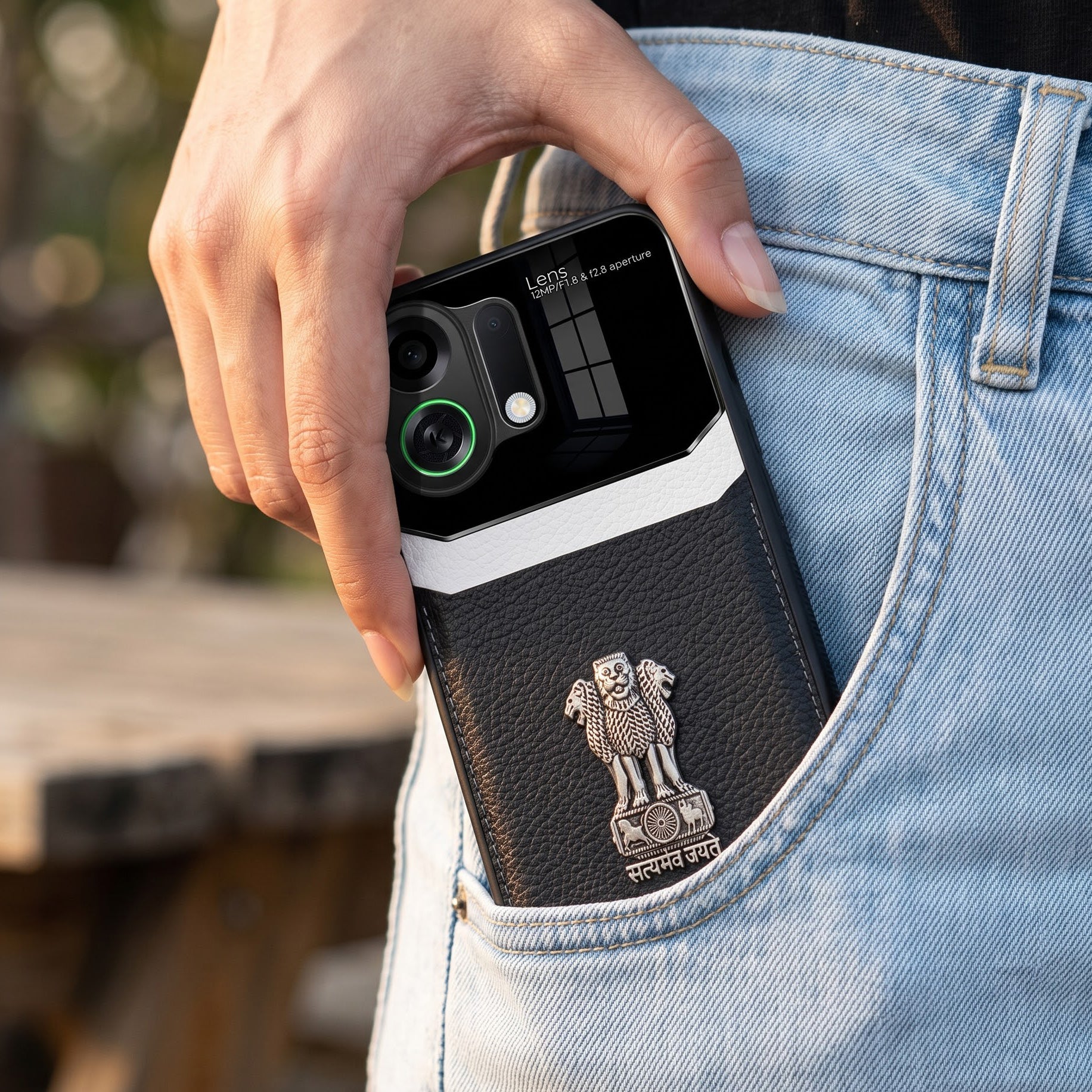 Oppo K13 Turbo 5G Satyamev Jayate 3D Metal Leather Back Case