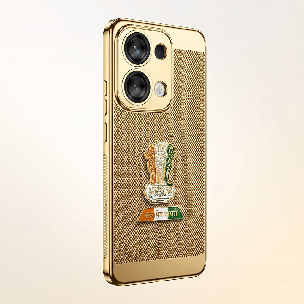 Oppo Reno 13 5G Tri-Color Satyamev Jayate Mesh Electroplated Heat Dissipation Case