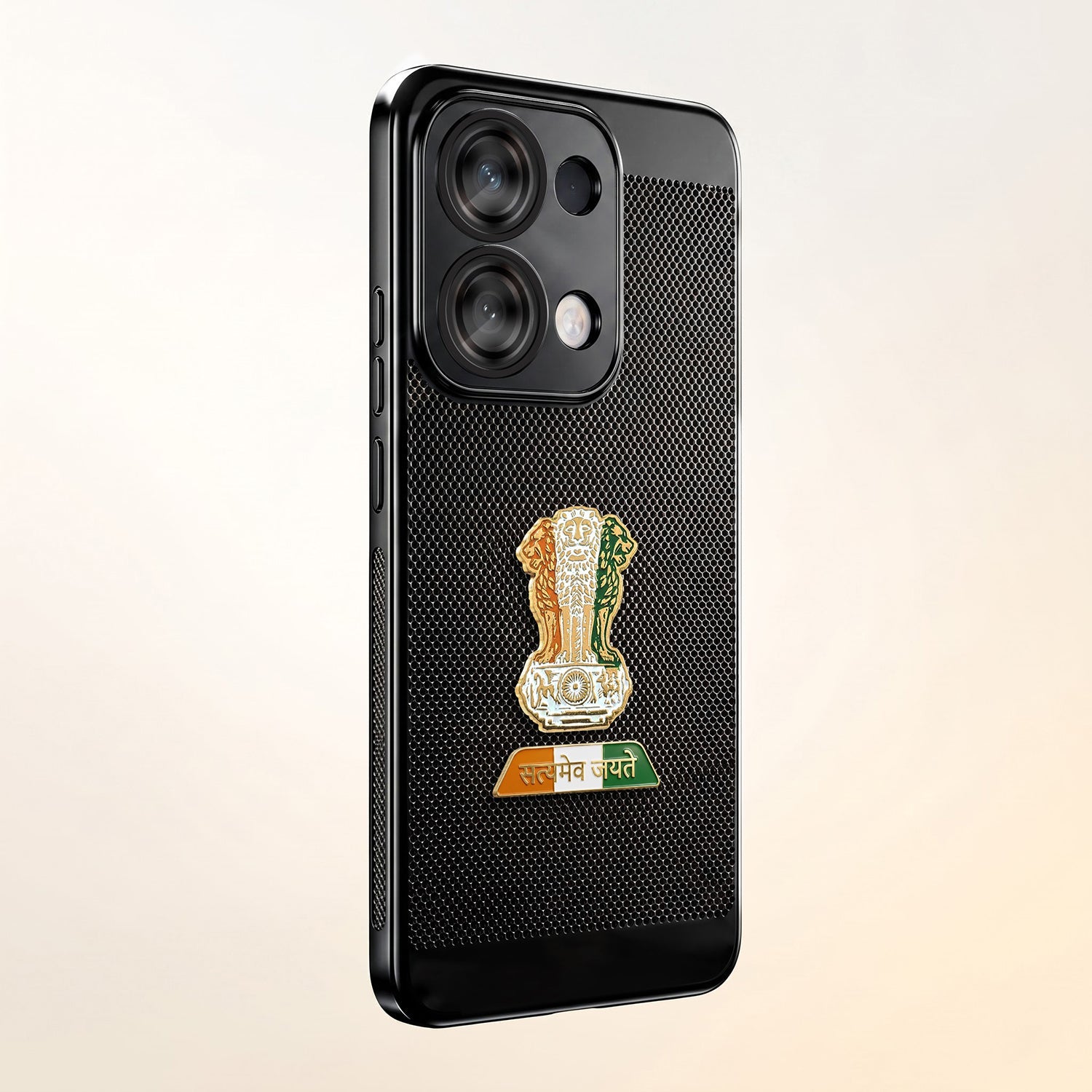 Oppo Reno 13 5G Tri-Color Satyamev Jayate Mesh Electroplated Heat Dissipation Case