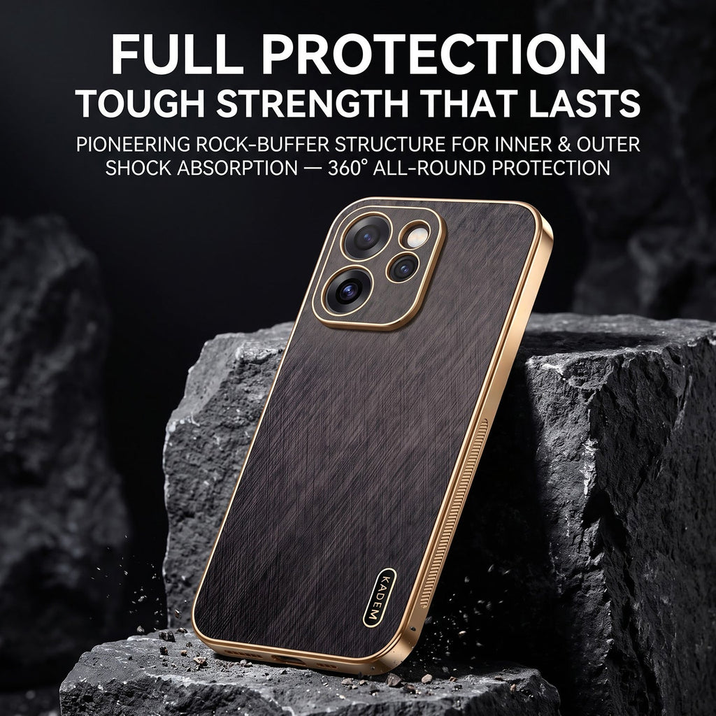 Oppo Reno 15 Pro Mini 5G Premium Electroplated Frame Gold Thread Pattern Soft Case