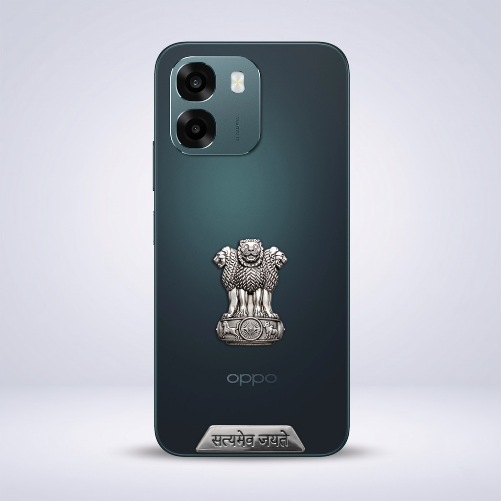 Oppo A6 5G Compatible Satyamev Jayate 3D Metal Emblem Sticker