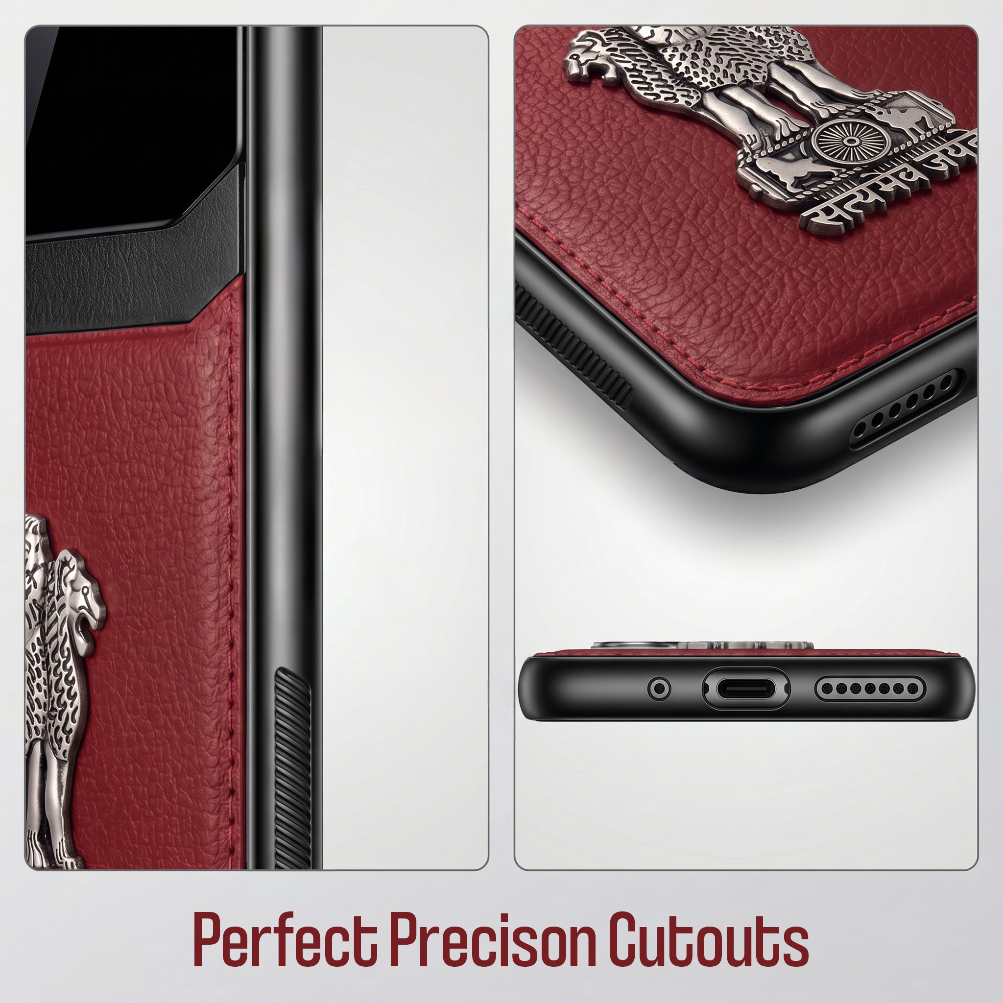 Oppo Reno 14 5G Satyamev Jayate 3D Metal Leather Back Case