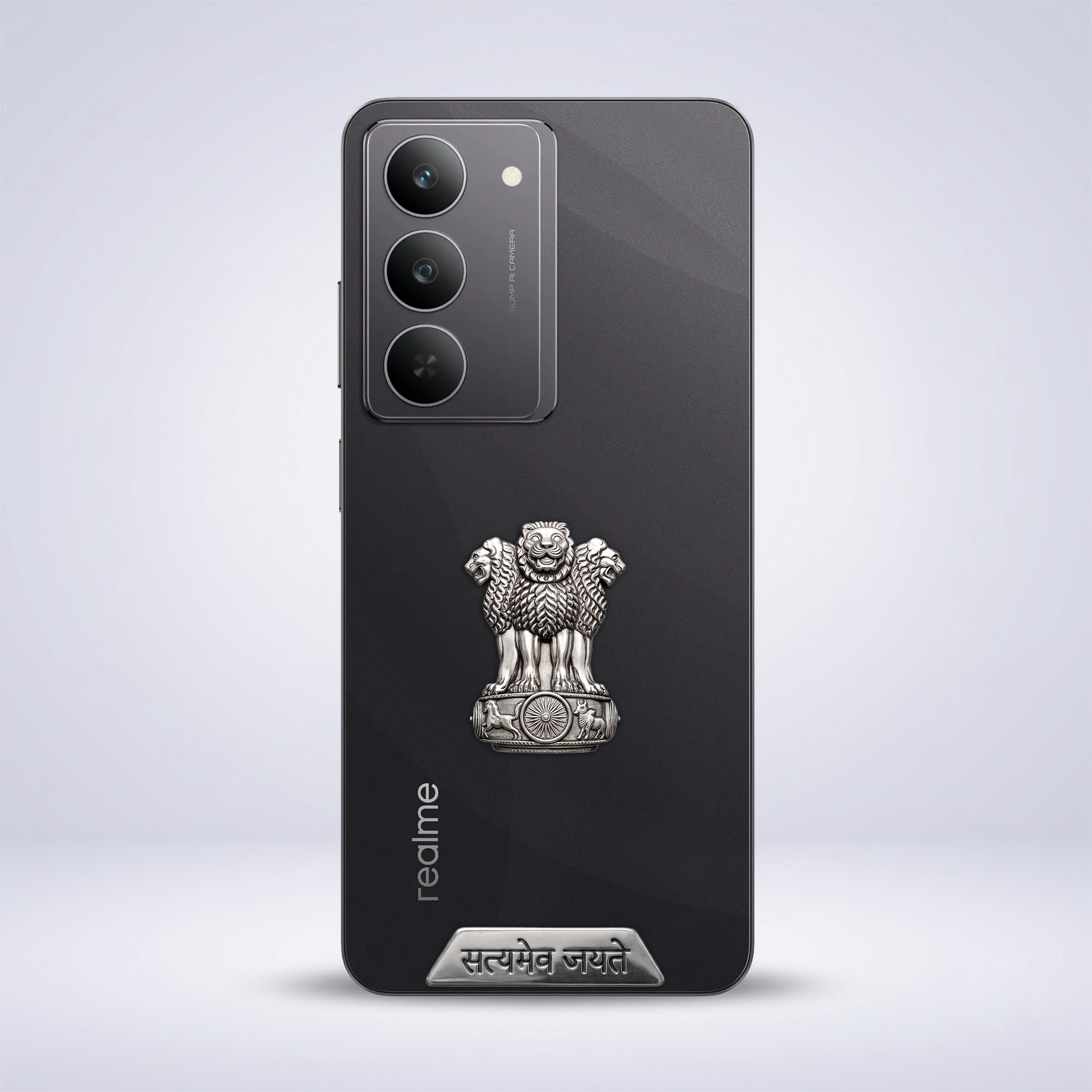 Realme 14X 5G Compatible Satyamev Jayate 3D Metal Emblem Sticker