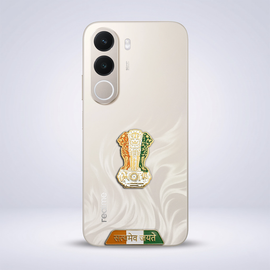 Realme C100x 5G Compatible Satyamev Jayate 3D Metal Emblem Sticker