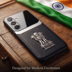 Samsung Galaxy A56 5G Satyamev Jayate 3D Metal Leather Back Case