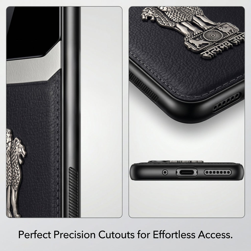 Samsung Galaxy A37 5G Satyamev Jayate 3D Metal Leather Back Case