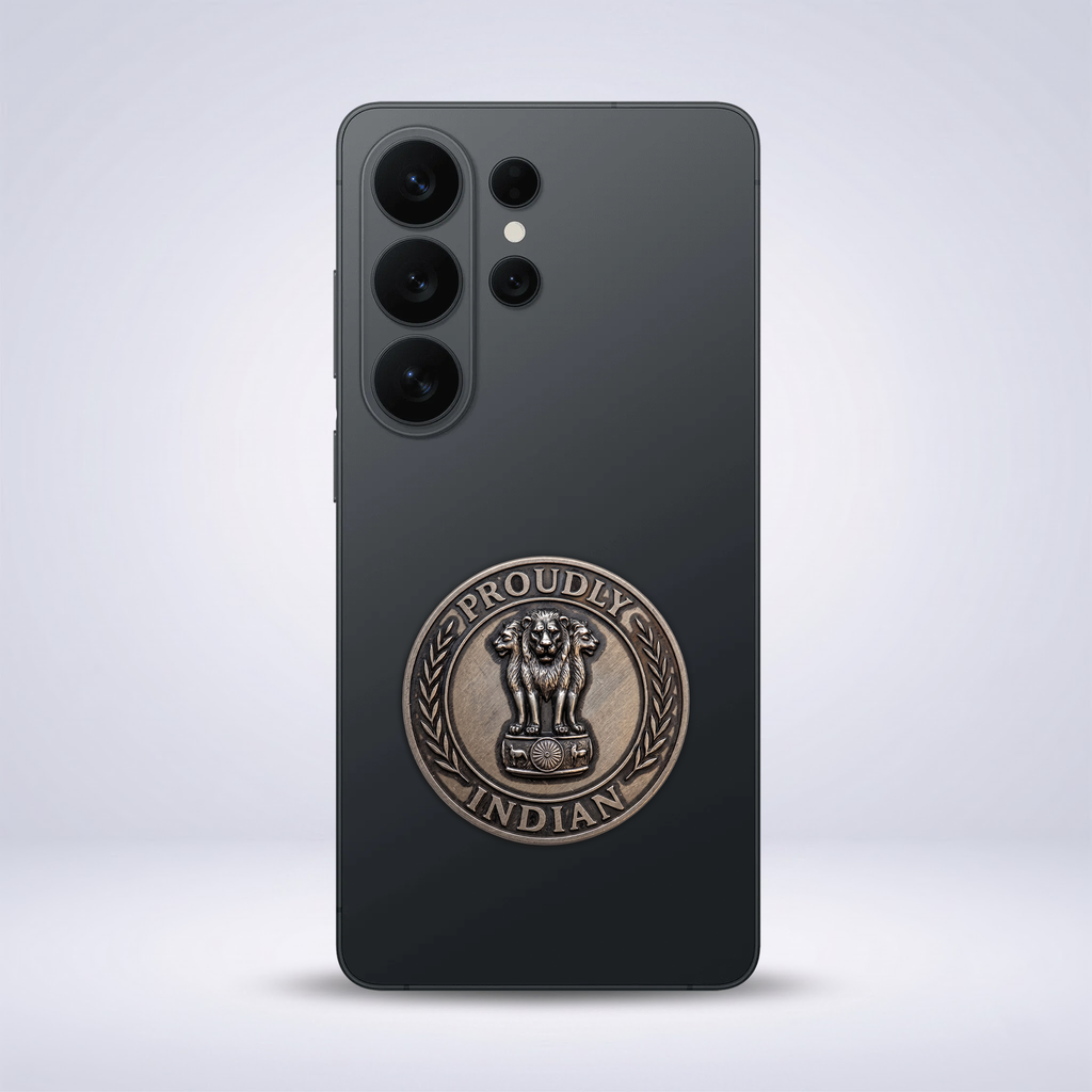Samsung Galaxy S26 Ultra 5G Compatible Satyamev Jayate 3D Metal Emblem Sticker