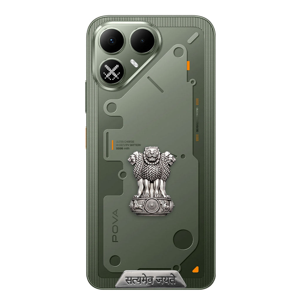 Tecno Pova 8 5G Compatible Satyamev Jayate 3D Metal Emblem Sticker