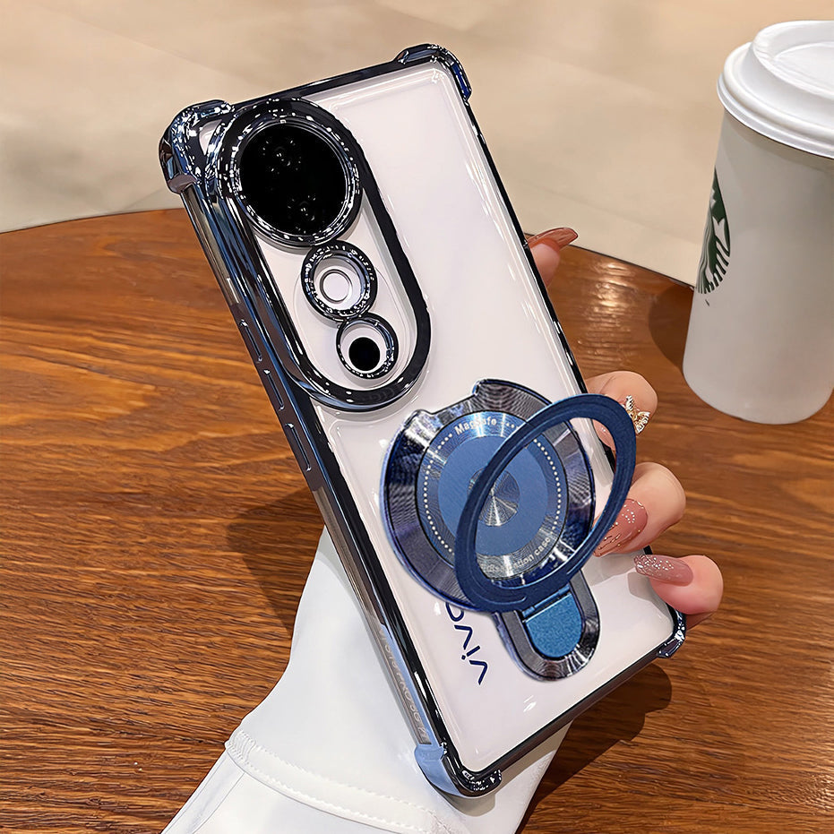 Vivo V40 Pro 5G Luxury Four Corner Invincible Bracket Ring Stand Case