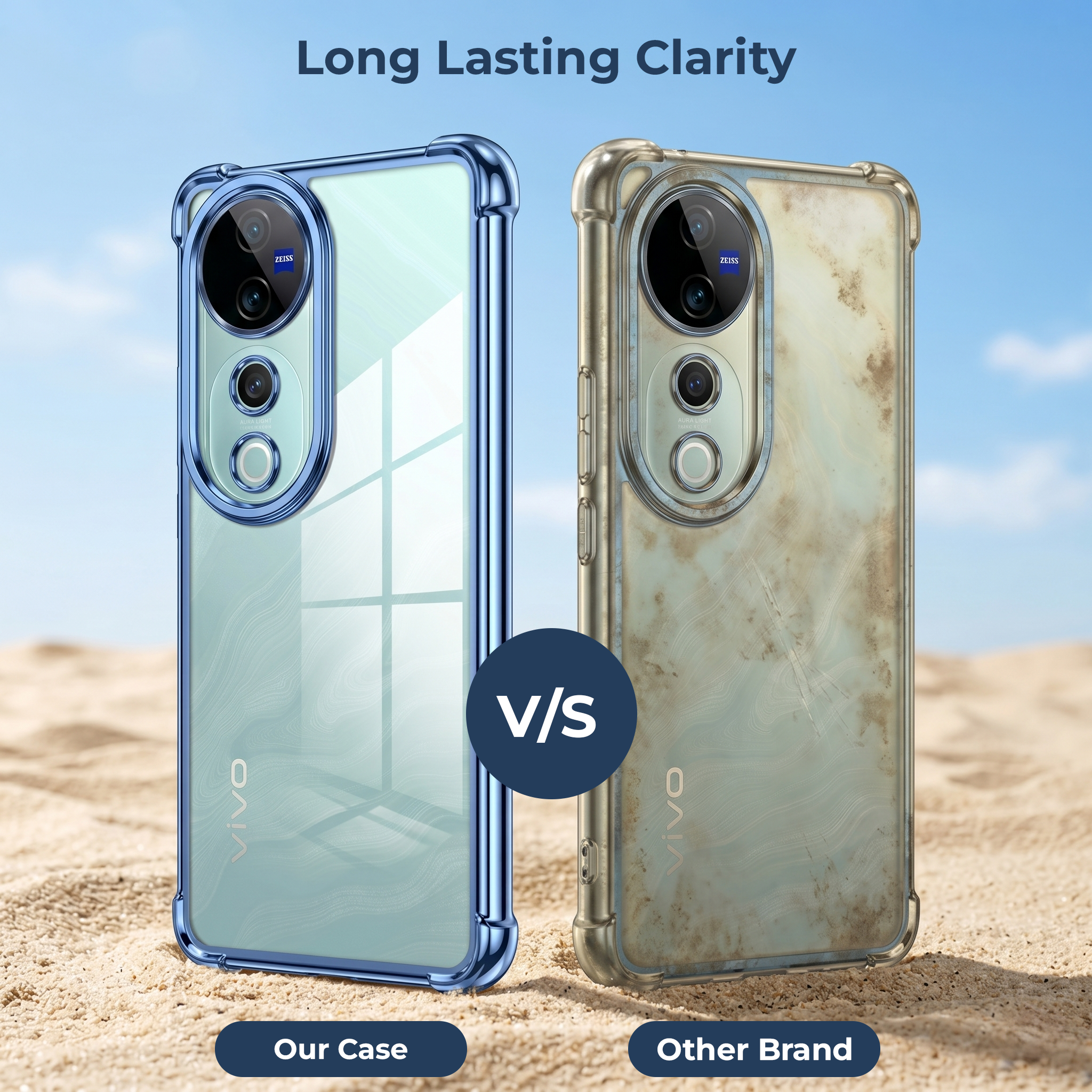 Vivo V40 Pro 5G Anti-Yellow Electroplating Transparent Airbags Case