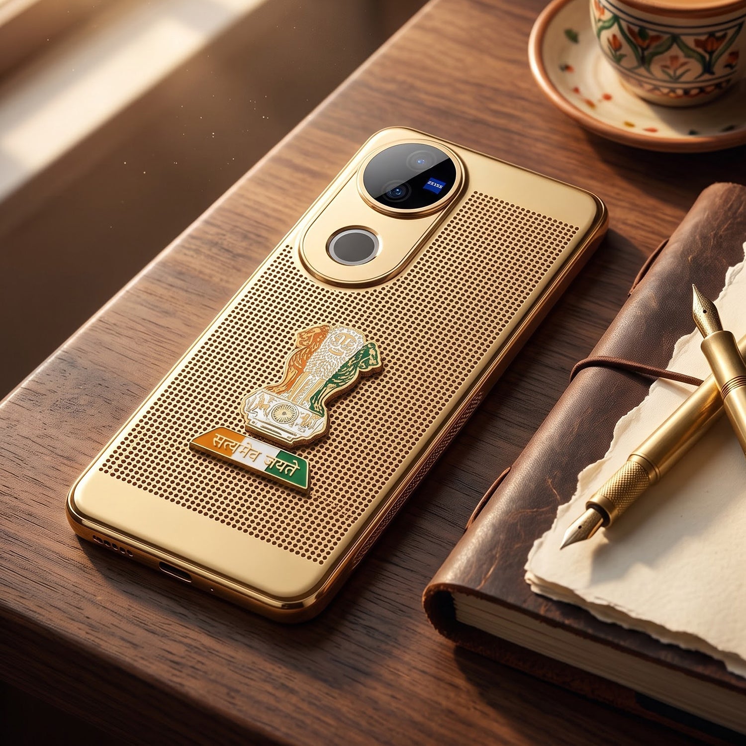 Vivo V50 5G Tri-Color Satyamev Jayate Mesh Electroplated Heat Dissipation Case