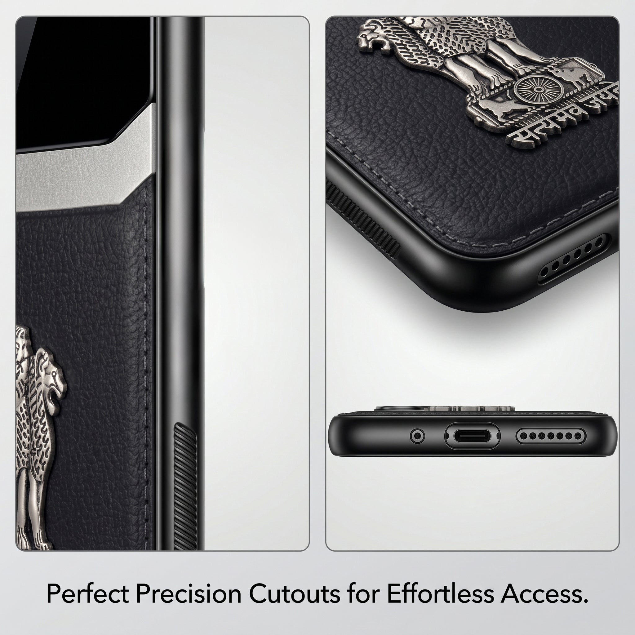 Vivo V60 5G Satyamev Jayate 3D Metal Leather Back Case