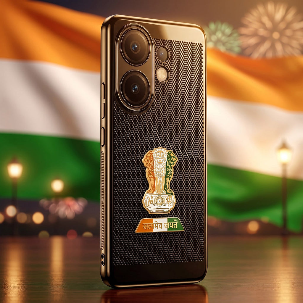 Vivo V60 5G Tri-Color Satyamev Jayate Mesh Electroplated Heat Dissipation Case