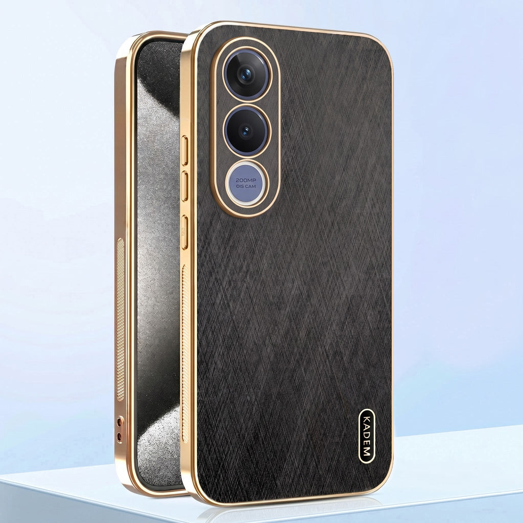 Vivo V70 FE 5G Premium Electroplated Frame Gold Thread Pattern Soft Case