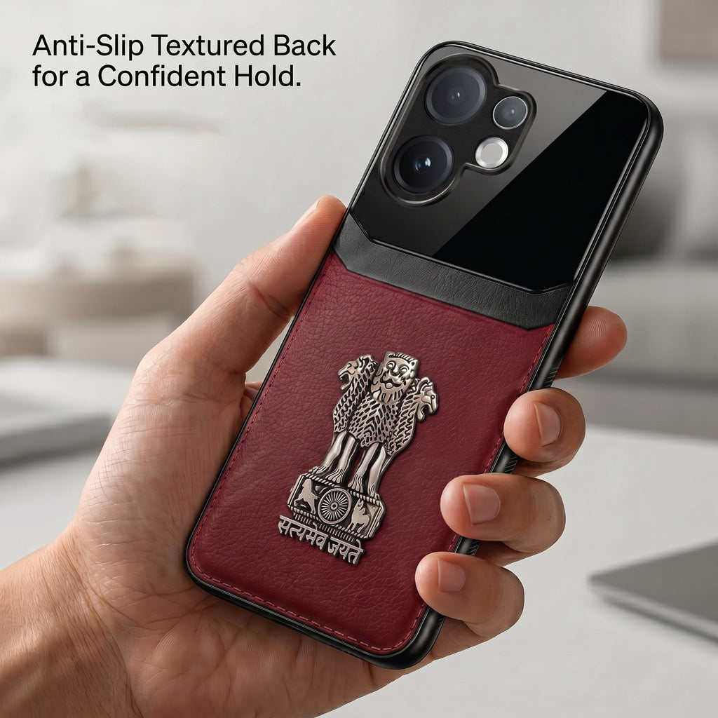 Vivo V60 5G Satyamev Jayate 3D Metal Leather Back Case