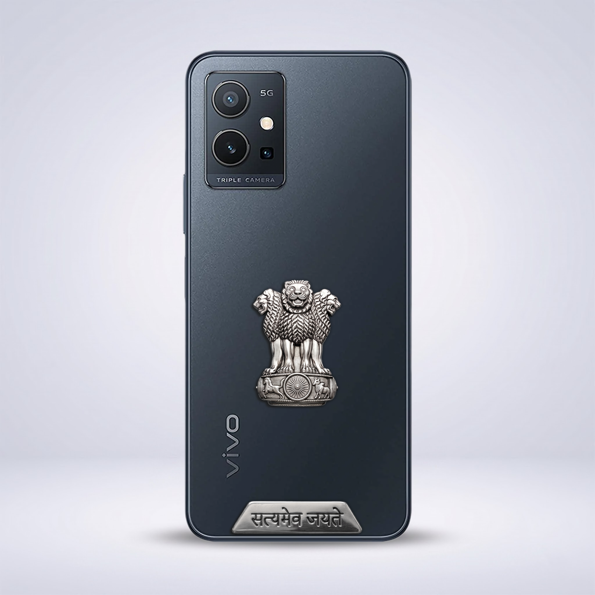 Vivo Y75 5G Compatible Satyamev Jayate 3D Metal Emblem Sticker