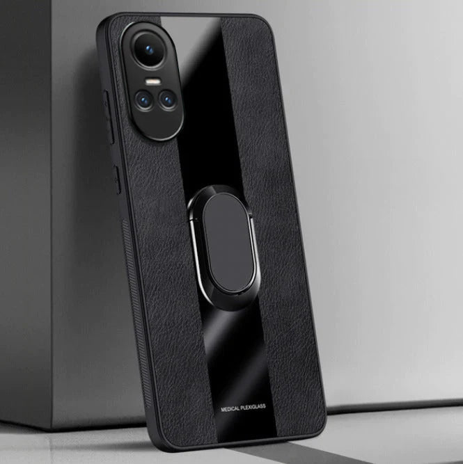 Oppo Reno 10 5G  Premium Leather Auto Focus Ring Case