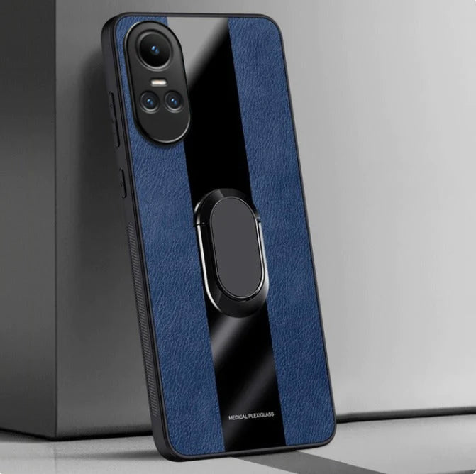 Oppo Reno 10 5G  Premium Leather Auto Focus Ring Case
