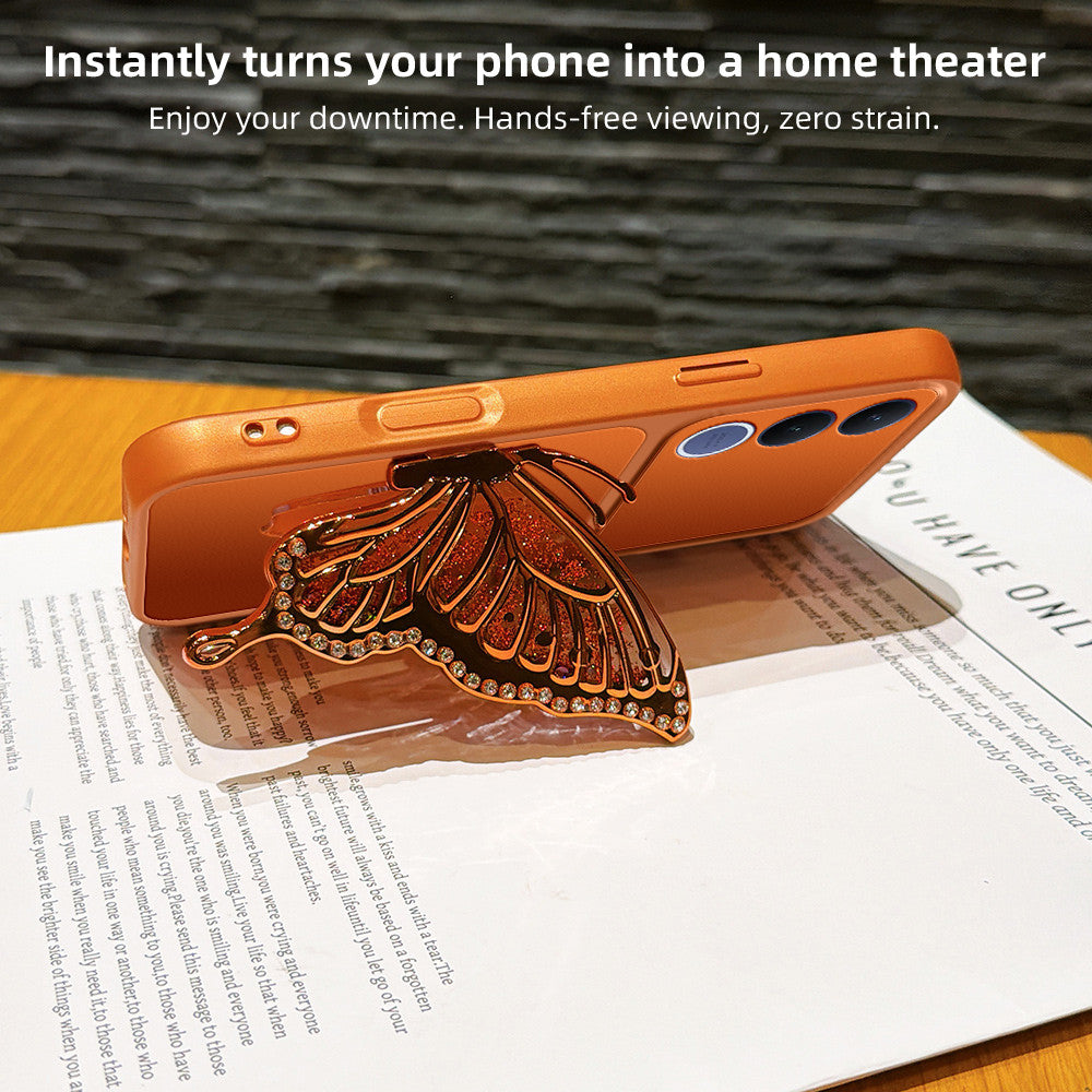 Vivo V70 FE 5G Luxury Butterfly Case with Folding Stand – Shockproof Phone Cover