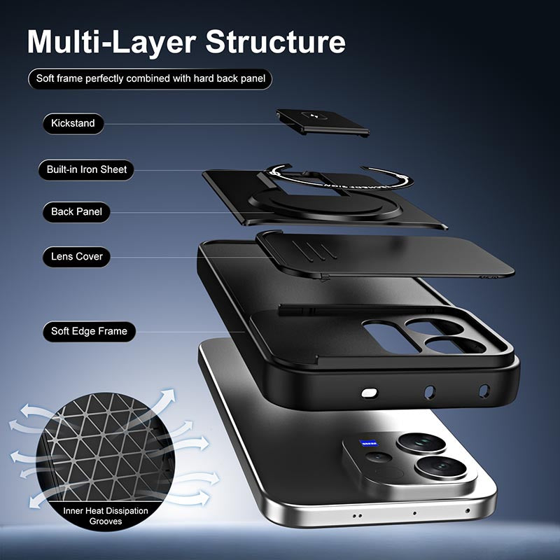 Vivo V70 5G Premium Multi-Angle Stand Case – 360° Protection with Camera Lens Guard