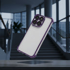 Motorola Edge 60 Pro 5G Phone case with purple border on a blurred indoor background