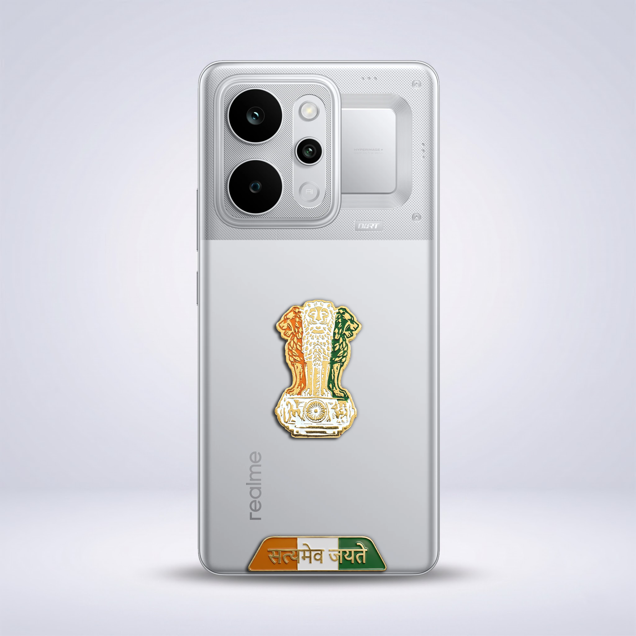 Realme P4 Power 5G Compatible Satyamev Jayate 3D Metal Emblem Sticker