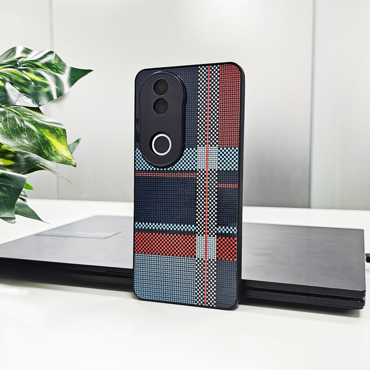 Vivo V50 5G Luxury Grid Pattern Glass Back Shockproof Case (Buy 1 Get 1 Surprise Cover)